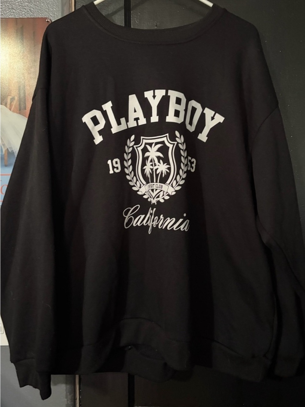 🔥🔥PLAYBOY🔥🔥Black Crewneck Sweatshirt with White California Graphic